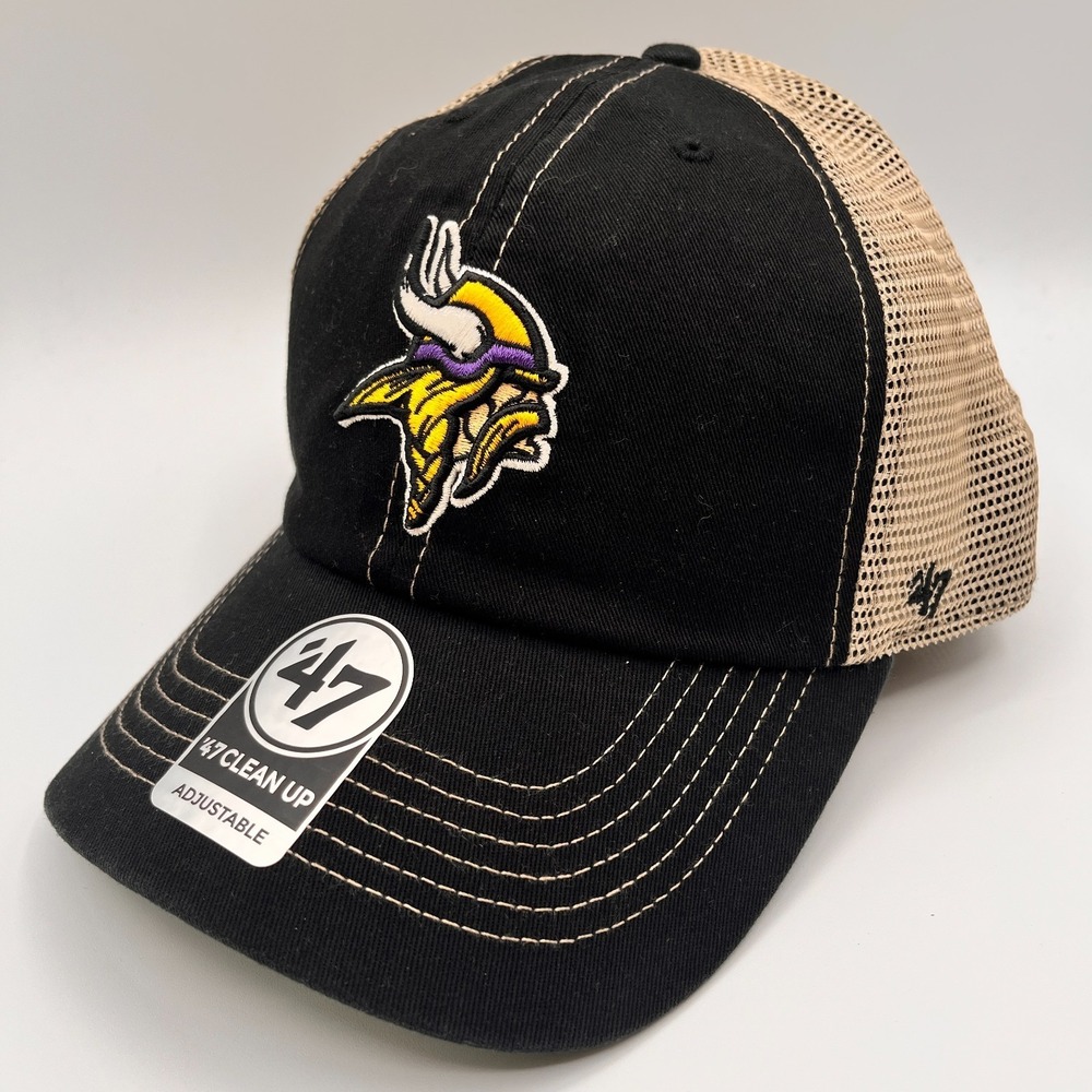 Minnesota Vikings 47 Brand Hat Cap Clean Up Snap‎ Back NFL Football Trucker NEW